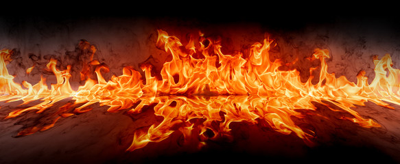 Fire flames on abstract art black background