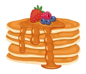 vector pile of pancakes with berries
