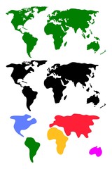 Fototapeta na wymiar vector set of abstract world maps