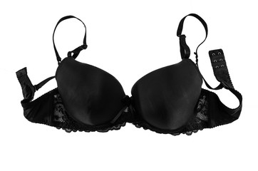 black bra isolated on white background. View from above.