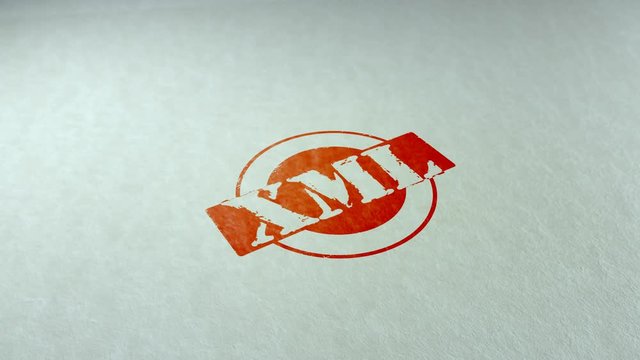 Xml word stamping text wooden retro stamp animation. red ink on clean white paper