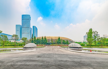 Landmark cityscape in Chengdu, Sichuan Province, China
