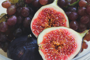 fresh figs on wooden table