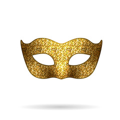 Carnival glittering mask icon. Masquerade, Mardi Gras or Night Party part of dressing. Mystery and secret concept design element
