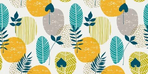 Wall murals Retro style Abstract autumn seamless pattern with leaves. Vector background for various surface.