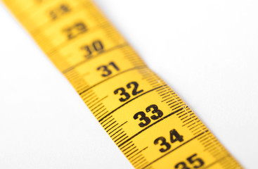 Measuring tape, selective focus on 33