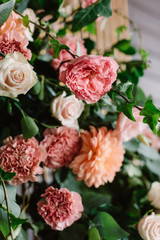 Many beautiful and gentle wedding flowers, flowering buds of different colors