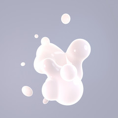 3d render abstract pale white floating liquid blob. (vertical)