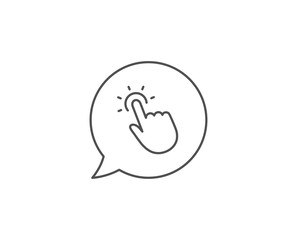 Touchpoint line icon. Chat bubble design. Click here sign. Touch technology symbol. Outline concept. Thin line touchpoint icon. Vector