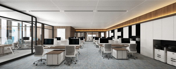 3d render. Business office interior.