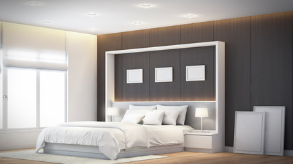 Modern bedroom Design wall 3D rendering
