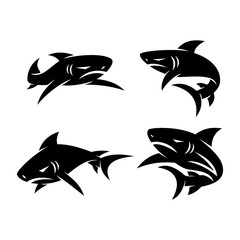 Shark Animal logo design vector set illustration template