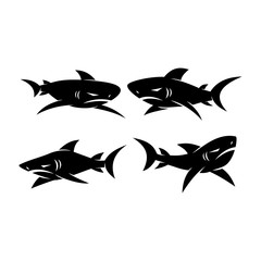 Shark Dangerous logo design vector set illustration template