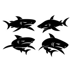 Shark logo character design vector set modern illustration