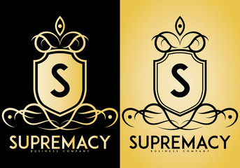 Supremacy crest logo isolated on background. Letter s logo, Initials logo, suitable for any company, ready to print, easy to edit, organized layer.