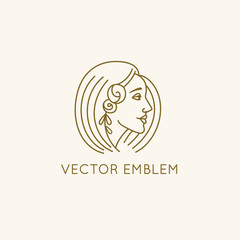Emblem for beauty studio and cosmetics - female portrait, beautiful woman's face