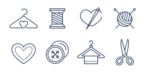 Vector set of logo design templates and icons  in simple linear style - handmade fashion