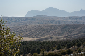 Obraz premium Mountains in Crimea. September. This place is located near the town of Sudak. Autumn in Crimea. the city of Feodosiya. Russia. Ukraine.