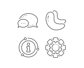 Cashew nut line icon. Chat bubble, info sign elements. Tasty nuts sign. Vegan food symbol. Linear cashew nut outline icon. Information bubble. Vector