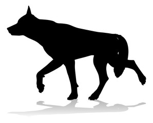 A detailed animal silhouette of a pet dog