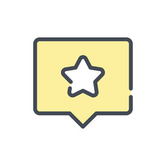 Star rating button with notification box color line icon. Rate review in chat box vector outline colorful sign.