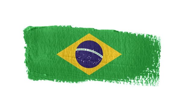 Brazil flag painted with a brush stroke