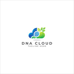 DNA cloud with leaves logo vector icon illustration