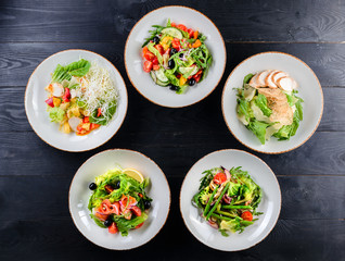 set of fresh asian salads