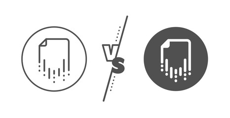 Backup data sign. Versus concept. Recovery file line icon. Restore document symbol. Line vs classic recovery file icon. Vector
