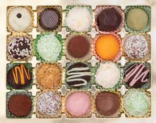 Gift box of chocolate truffles in a box