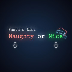 Naughty and nice, santa's list neon for kids