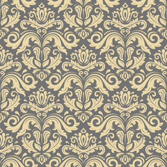 Orient vector classic golden pattern. Seamless abstract background with vintage elements. Orient gray and golden background. Ornament for wallpaper and packaging