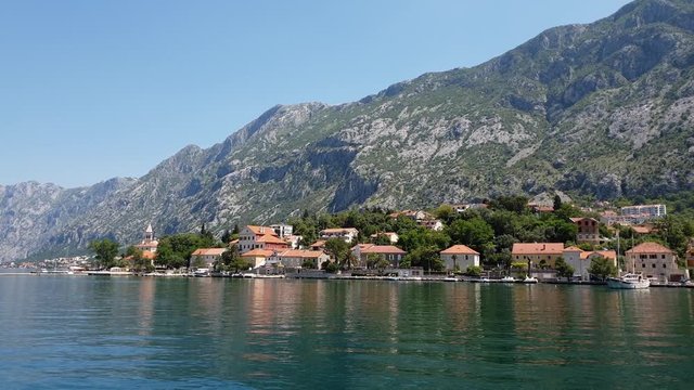 View of the Dobrota city from the Bay of Kotor, Montenegro