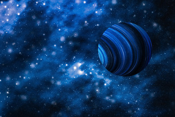 Stars, planet and galaxy in cosmos universe, space and time travel science background