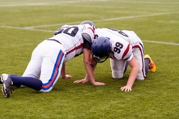 Obraz premium professional american football players training