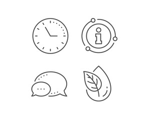 Organic product line icon. Chat bubble, info sign elements. No artificial colors sign. Natural flavors symbol. Linear organic product outline icon. Information bubble. Vector