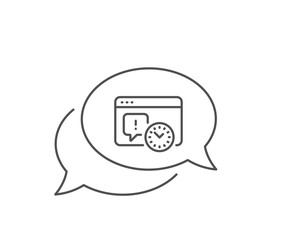 Project deadline line icon. Chat bubble design. Time management sign. Internet symbol. Outline concept. Thin line project deadline icon. Vector