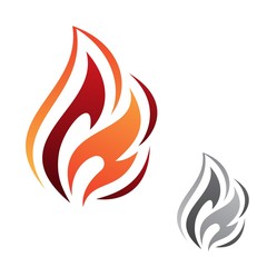 Simple abstract fire flame vector icon for graphic design
