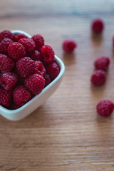 A bowl of fresh red raspberries