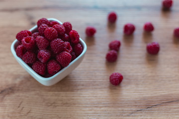 A bowl of fresh red raspberries