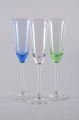 Colorful empty slim vine glasses-