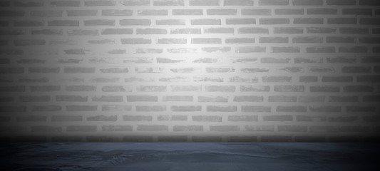White brick wall texture, modern style background, .used as background studio wall for display your products.