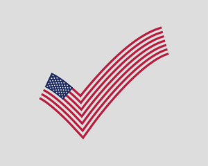 Check mark USA flag vector. Modern style United States of America symbol. American banner design element © SolaruS