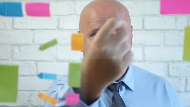Businessperson Knocking with Hand Smiling Behind of a Glass Wall