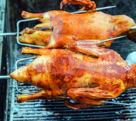 Cooking Chinese BBQ Roasted Duck Food background