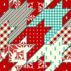 Fototapeta premium Patchwork textile pattern. Seamless quilting design background.