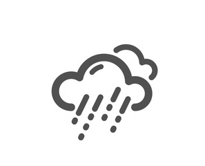 Clouds with rain sign. Rainy weather forecast icon. Cloudy sky symbol. Classic flat style. Simple rainy weather icon. Vector