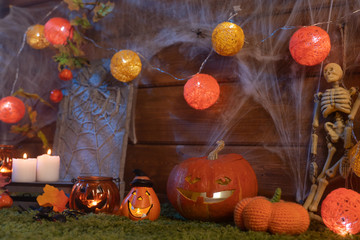 Halloween background, pumpkins