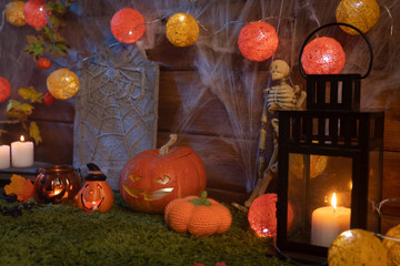 Halloween background, pumpkins