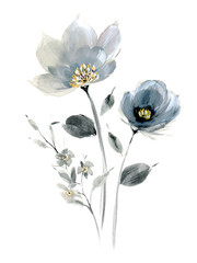 Flowers watercolor illustration.Manual composition.Big Set watercolor elements. - 292844380